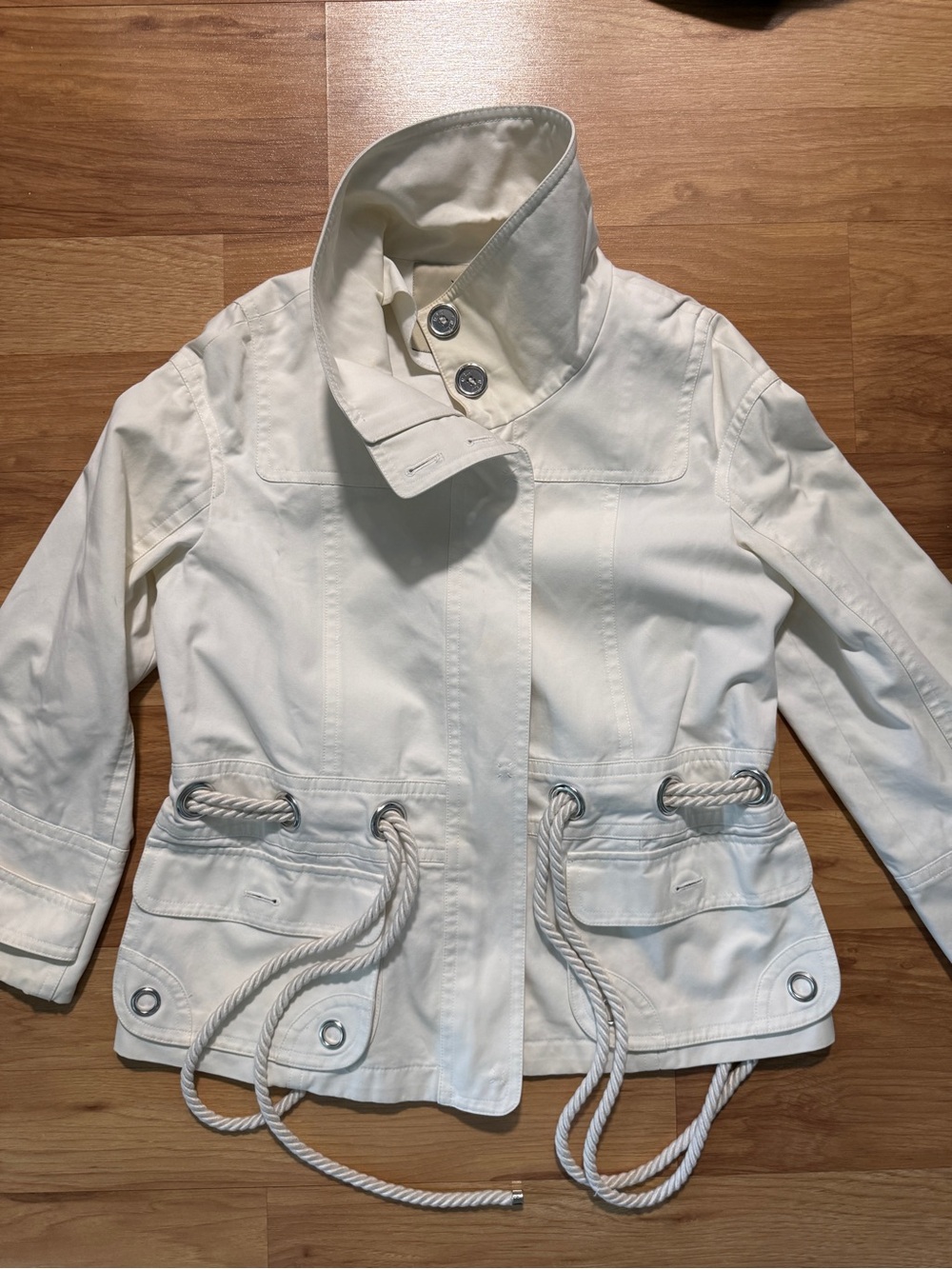 Burberry Cream Hooded Drawstring Jacket